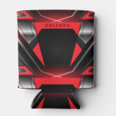 Zilver, zwart, rood, geometrisch gaming monogram blikjeskoeler (Achterkant)