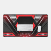 Zilver, zwart, rood, geometrisch gaming monogram bureaumat (Keyboard & Muis)