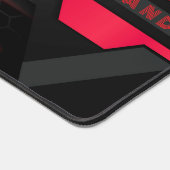 Zilver, zwart, rood, geometrisch gaming monogram bureaumat (Hoek)