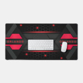 Zilver, zwart, rood, geometrisch gaming monogram bureaumat (Keyboard & Muis)