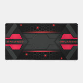 Zilver, zwart, rood, geometrisch gaming monogram bureaumat (Voorkant)