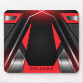 Zilver, zwart, rood, geometrisch gaming monogram muismat (Voorkant)