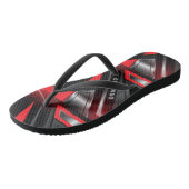 Zilver, zwart, rood, geometrisch gaming monogram teenslippers (Schuin)