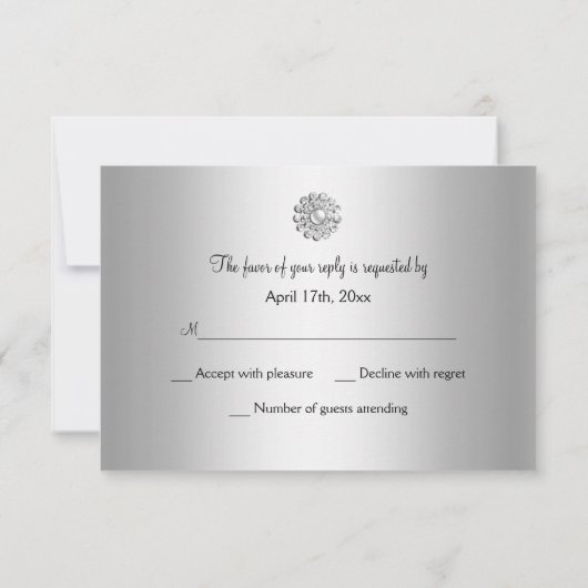 Zilver Zwart Roos & Juweel 25e Jubileum RSVP (Achterkant)