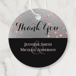 Zilver Zwart Roze Roségoud Confetti Bruiloft Bedankjes Labels