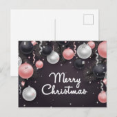 Zilver Zwart Roze Witte Kerstballen, Confetti Feestdagenkaart (Voorkant / Achterkant)