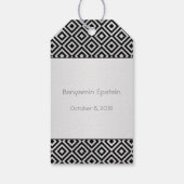 Zilver zwart ruitpatroon Bar Mitzvah Cadeau label Cadeaulabel (Achterkant)