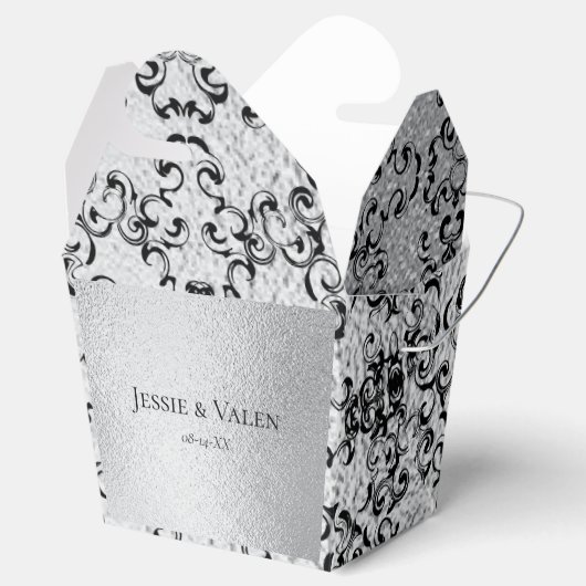 Zilver Zwart Werveltje Gotische bruiloft Bedankdoosjes (Geopend)