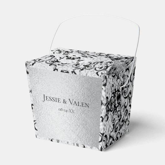 Zilver Zwart Werveltje Gotische bruiloft Bedankdoosjes (Voorkant Zijde)