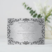 Zilver Zwart Werveltje Gotische bruiloft Informatiekaartje (Staand voorkant)