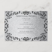 Zilver Zwart Werveltje Gotische bruiloft Informatiekaartje (Achterkant)