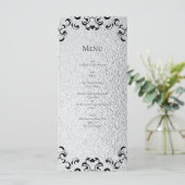 Zilver Zwart Werveltje Gotische bruiloft Menu (Staand voorkant)
