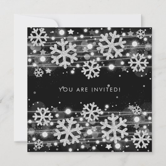 Zilver Zwart Winter Glitter Glam 50ste Verjaardag Kaart (Achterkant)