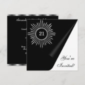 Zilver Zwart & Wit 21e Verjaardag Event Kaart (Voorkant / Achterkant)