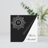 Zilver Zwart & Wit 21e Verjaardag Event Kaart (Staand voorkant)