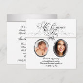 Zilver Zwart-wit Foto Quinceanera Kaart (Voorkant / Achterkant)