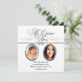 Zilver Zwart-wit Foto Quinceanera Kaart (Staand voorkant)