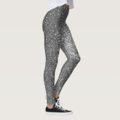 Zilver Zwart-wit Glitter Sparkles Yoga Leggings (Rechts)