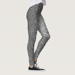 Zilver Zwart-wit Glitter Sparkles Yoga Leggings