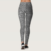 Zilver Zwart-wit Glitter Sparkles Yoga Leggings (Achterkant)