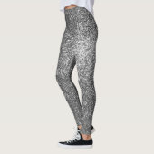 Zilver Zwart-wit Glitter Sparkles Yoga Leggings (Links)