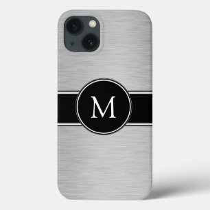 Zilver, zwart, wit met uw monogram Case-Mate iPhone case