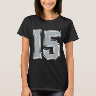 Zilver Zwart Wit Nummer 15 Jersey Speler Uniform T-shirt