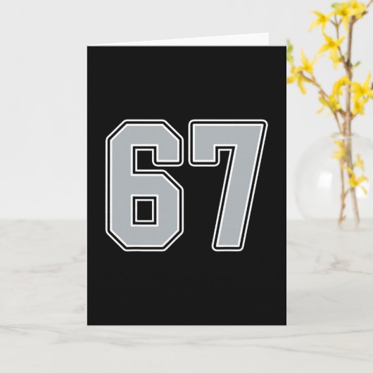 Zilver Zwart Wit Nummer 67 Jersey Speler Uniform Kaart (Gele Bloem)