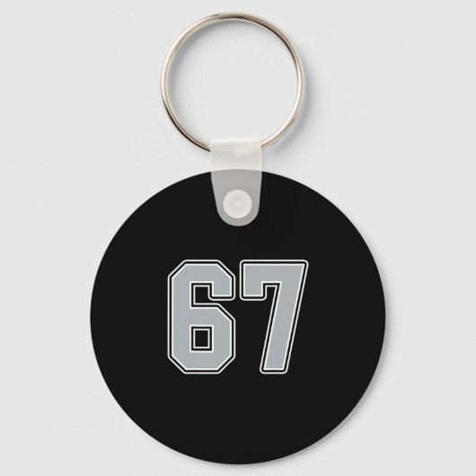 Zilver Zwart Wit Nummer 67 Jersey Speler Uniform Sleutelhanger (Voorkant)