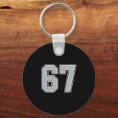 Zilver Zwart Wit Nummer 67 Jersey Speler Uniform Sleutelhanger (Voorkant)