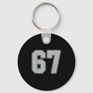 Zilver Zwart Wit Nummer 67 Jersey Speler Uniform Sleutelhanger