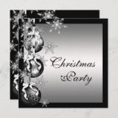 Zilver Zwart Wit Sneeuwvlokken Kerstfeest Kaart (Voorkant / Achterkant)
