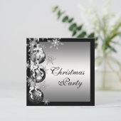 Zilver Zwart Wit Sneeuwvlokken Kerstfeest Kaart (Staand voorkant)