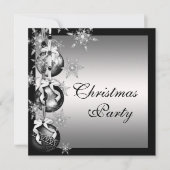 Zilver Zwart Wit Sneeuwvlokken Kerstfeest Kaart (Voorkant)