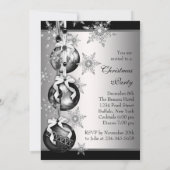 Zilver Zwart Wit Sneeuwvlokken Kerstfeest Kaart (Achterkant)