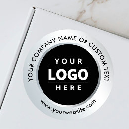 Zilver Zwart Zakelijk Logo Verzending Promotie Ronde Sticker