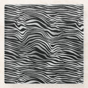 Zilver Zwart Zebraprint Glazen Onderzetter
