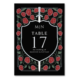 Zilver Zwart Zwaard & Schild Fantasy Wedding Kaart
