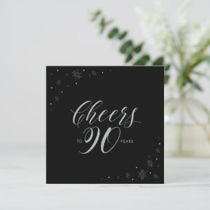 Zilver & Zwarte Cheers 90ste Verjaardagsfeestvieri Kaart