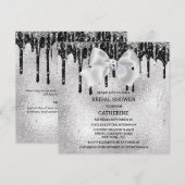 Zilver zwarte diamantschimmer licht luxe ruit kaart (Voorkant / Achterkant)