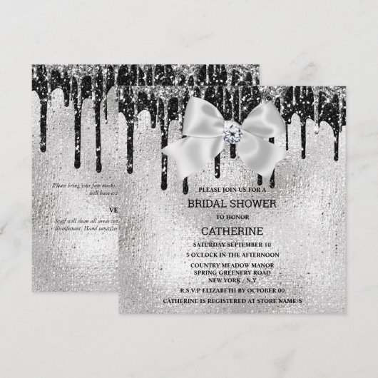 Zilver zwarte diamantschimmer licht luxe ruit kaart (Voorkant / Achterkant)