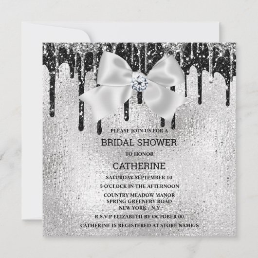 Zilver zwarte diamantschimmer licht luxe ruit kaart (Voorkant)