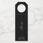 Zilver & Zwarte Elegante Script Wensen Custom Fees Flessenhanger (Voorkant)