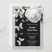Zilver zwarte en witte elegante rozen bridale part kaart (Achterkant)