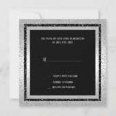 Zilver & Zwarte Glitter Omrande Verjaardags-RSVP v (Achterkant)