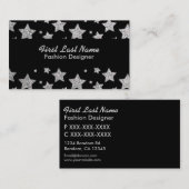 Zilver zwarte glitter sterren aangepaste visitekaa visitekaartje (Voorkant / Achterkant)