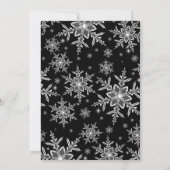 Zilver & Zwarte Glitterende Sneeuwvlok Sweet 16 Ui Kaart (Achterkant)