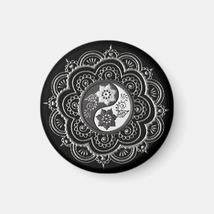 Zilver & Zwarte Mandala Magneet