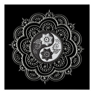 Zilver & Zwarte Mandala Perfect Poster