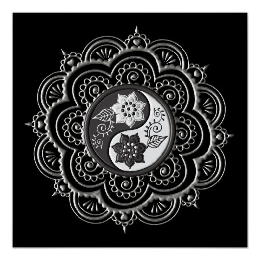 Zilver & Zwarte Mandala Perfect Poster (Voorkant)
